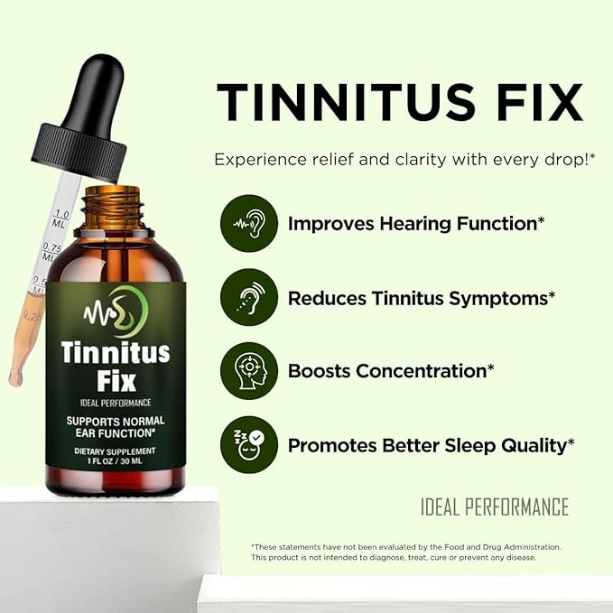 Tinnitus Fix Drops Official TinnitusFix Tinnitus Relief for Ringing Ears Advanced Ear Health Support Supplement Liquid Drop All Natural for Healthy Ringing Ear Tinnitus Fix Dropper Reviews (1 Pack)