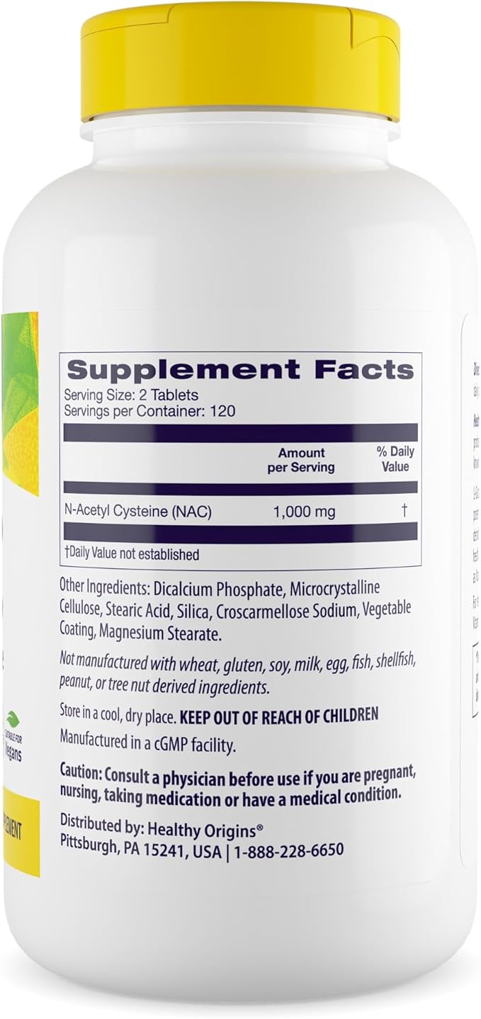 Healthy Origins NAC (N-Acetyl Cysteine) 1000 MCG for Immune Health &amp Cellular Function - 240 Tables