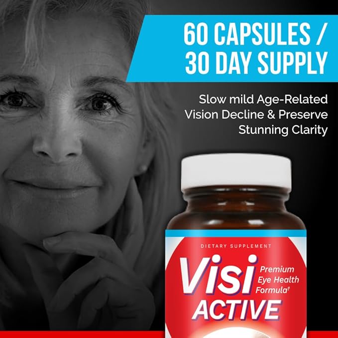 Vision Support Supplement - Eye Health Formula with L-Tartrate Resveratrol Blueberry Extract Vitamins A C D &amp 11 Ingredients for Vision Support - 60 Capsules/Bottle - 1 Pack