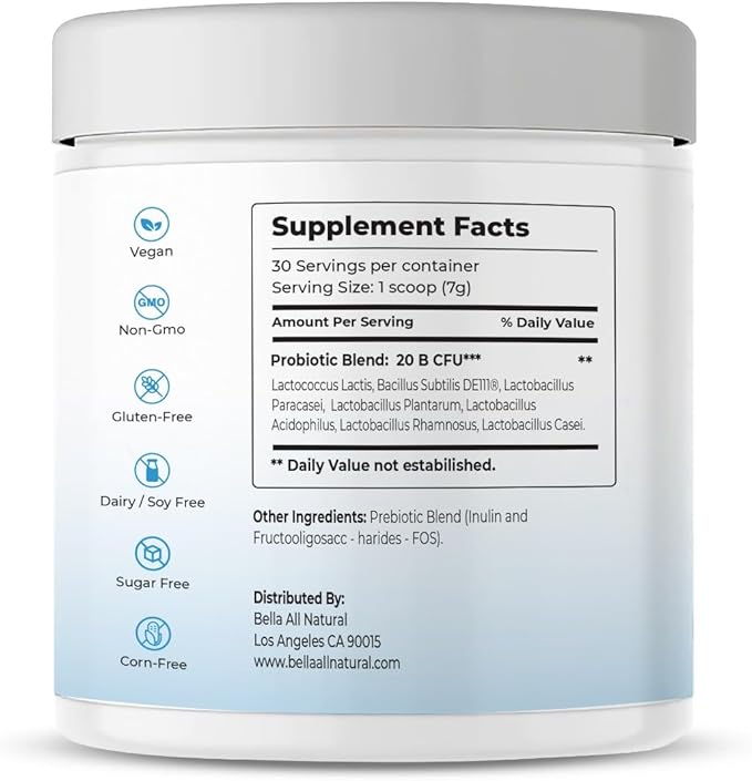 Bella All Natural Probiotics + Prebiotics Powder Unflavored 210grams