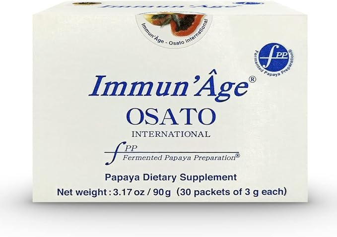 IMMUN'ÂGE - Anti Aging Supplement - NRF2 activator - Immune Support - Antioxidant - Cellular Energy Booster - Skin Aging Protection - 100% Japanese Fermented Papaya - Powder - 30 Packets x 3 Grams