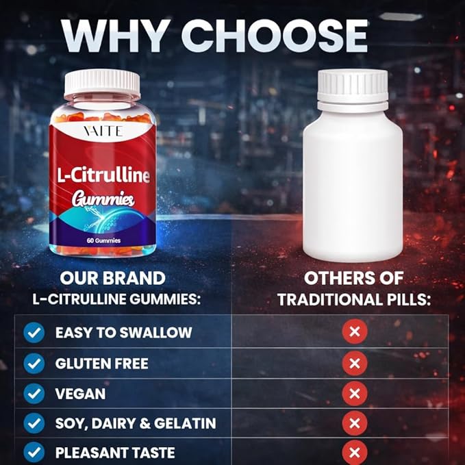 L Citrulline Gummies for Men - Powerful Vasodilator with Calcium 1600mg per Serving Extra Strength Boosts Nitroxyl and Nitric Oxide Production Supports Energy and Endurance 60 Chewable Gummy