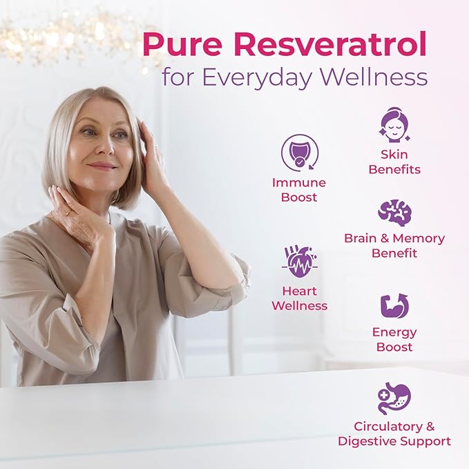 Pure Resveratrol 500mg – Antioxidant Healthy Aging &amp Heart Health Support