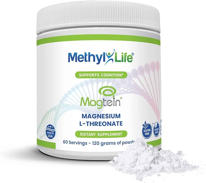 Methyl-Life® Magtein® Magnesium L-Threonate Powder – Brain-Preferred Magnesium for Superior Absorption &amp Purity | 120g (60 Servings) | Non-GMO Gluten-Free Filler-Free