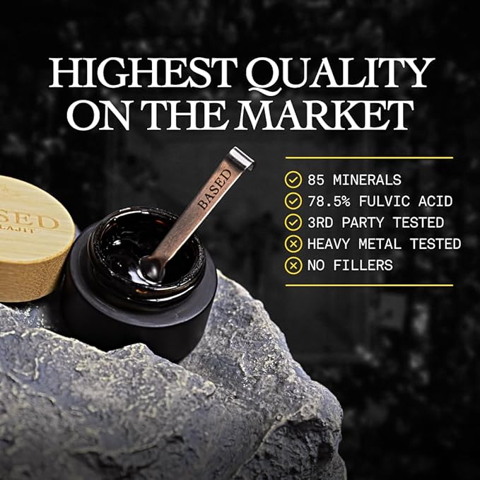 Based Shilajit | Pure Shilajit Resin with Max Potency Energy &amp Immune Support for Men and Women | Rich in Fulvic Acid and 85+ Trace Minerals 60 Servings