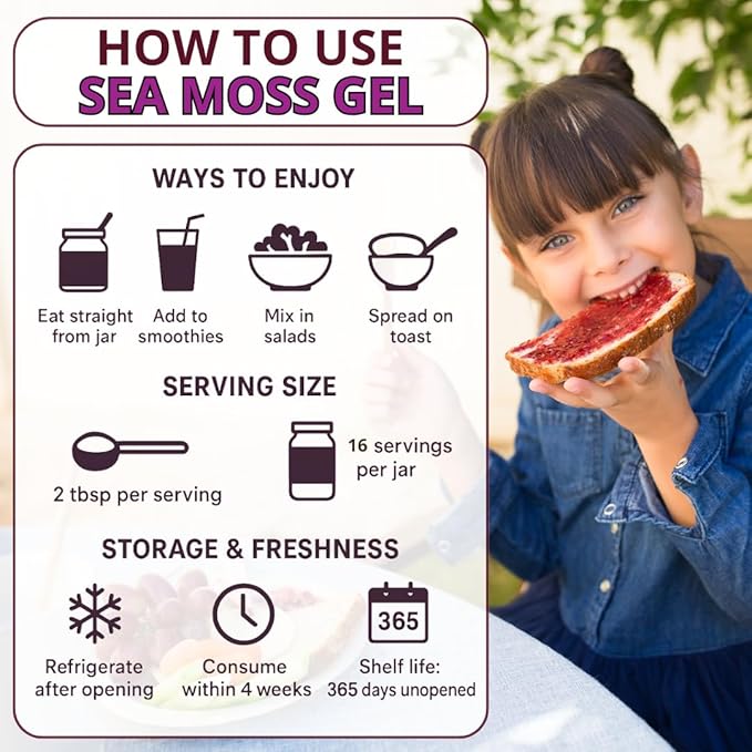 Biolore Grape Splash Sea Moss Gel 16 oz - No Added Sugar Vegan Made in USA - Wildcrafted Sea Moss Superfood with 92 Essential Vitamins - Ready to Use No Prep Needed