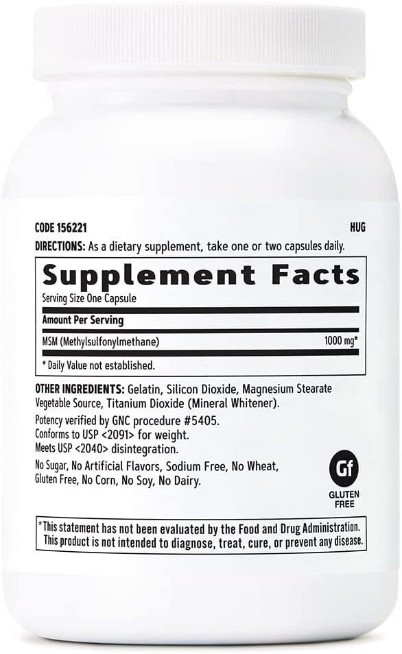 GNC MSM 1000mg 90 Capsules Supports Joint Cartilage