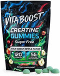 Sugar Free Creatine Monohydrate Gummies – 5g Creatine Per Serving Sour Green Apple Flavor Vegan Low-Calorie No Artificial Colors Made in USA (120 Gummies)