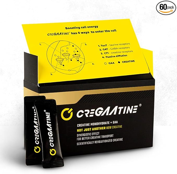 Micronized Creatine Monohydrate + GAA | Increase Strength No Water Retention | Boosts Memory &amp Focus | Single-Serve Packets | 60 Sachets 30 Servings | (Sachets Unflavored)
