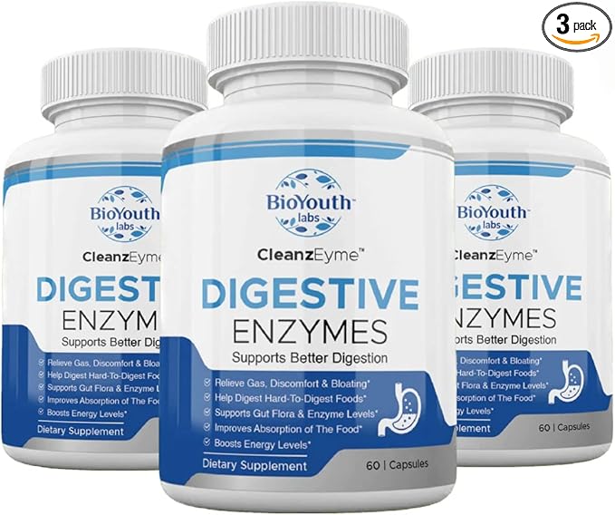 Labs Natural Digestive Enzymes &amp Probiotic Supplement for Adults 180 Capsules - Nutritious Blend of Digestive Enzymes &amp Advantage Probiotic for Digestion &amp Digestive Health.