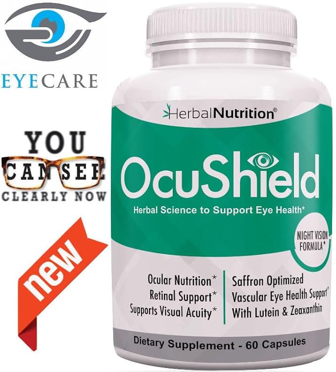 OcuShield Eye Health Vitamin Support for Healthy Eyes Night Vision with Saffron Lutein &amp Zeaxanthin Eye Nutrients to Protect &amp Stimulate Ocular Health One Bottle