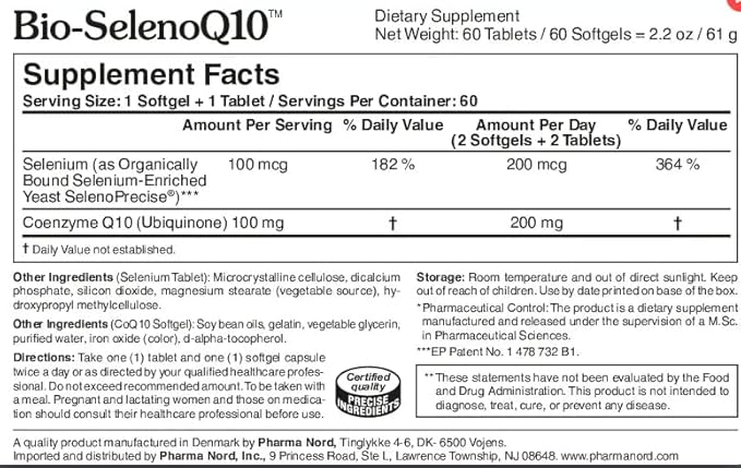 Pharma Nord Bio-SelenoQ10 Anti-Aging Supplement – 100 mg CoQ10 &amp 100 mcg Selenium Supports Longevity Cellular Aging &amp Heart Health Research Backed Combo 60 Softgels &amp 60 Tablets