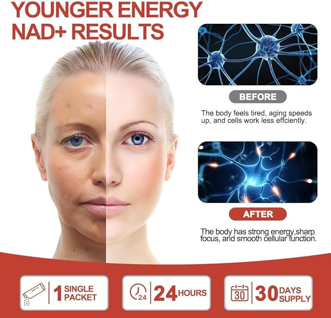 NAD Supplement 1200mg with Nicotinamide Riboside PQQ &amp Resveratrol – Advanced Cellular Energy &amp Longevity Support – Anti-Aging Formula for Mental Clarity – 30 Packets