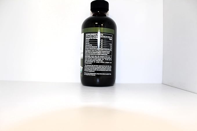 Organic Black Seed Oil - USDA Certified Cold Pressed Glass Bottle Over 1.5% Thymoquinone 3X strength Turkish Black Cumin Nigella Sativa non-GMO 100% Pure Blackseed Oil (8oz Glass Bottle)
