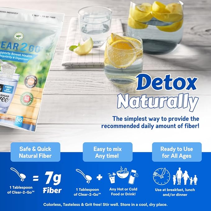 Nutritional Designs Prebiotic Fiber Supplement Powder - Inulin Soluble Fiber - All Natural Sugar &amp Gluten Free Dietary Fiber - Daily Fiber for Bowel Health Clear 2 Go - 15.8 Oz