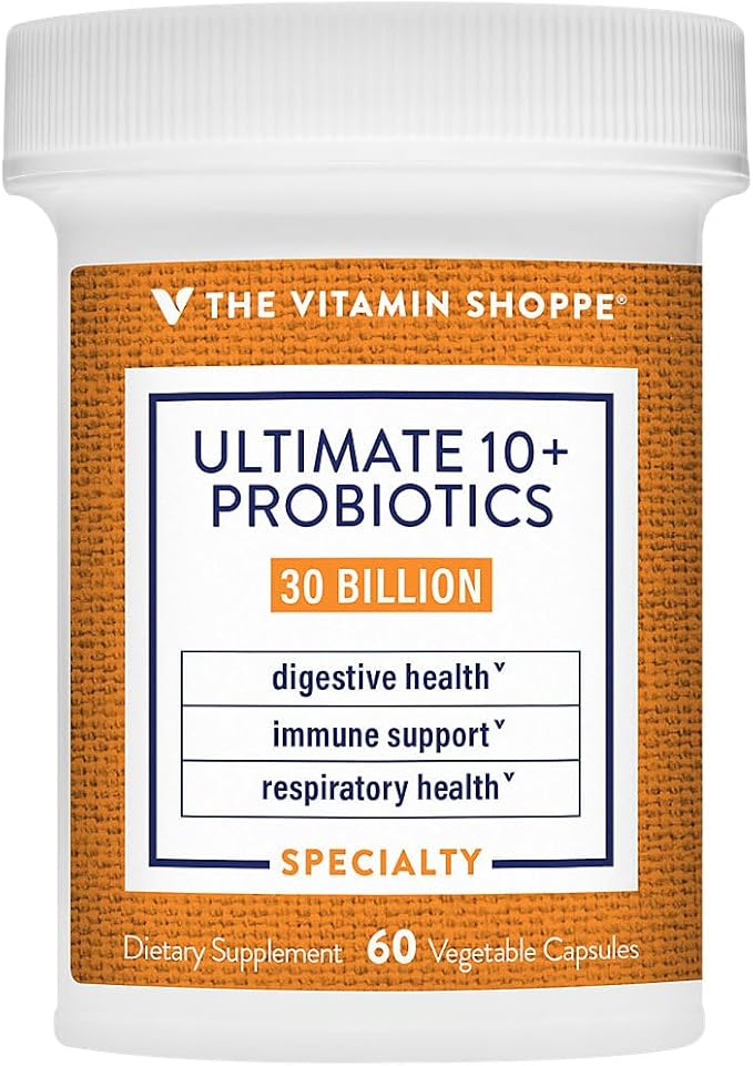 The Vitamin Shoppe Ultimate 10+ Probiotics 13 Billion CFUs Digestive &amp Immune Support Multi-Strain Probiotic Supplement for Men &amp Women Gluten Free Non GMO Vegetarian 60 Capsules