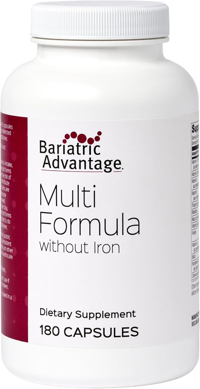 Bariatric Advantage Multi Formula without Iron High Potency Daily Multivitamin for Bariatric Surgery Patients with 22 Essential Vitamins and Nutrients - 180 Capsules