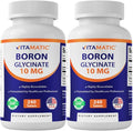 Vitamatic Chelated Boron (as Glycinate) 10mg 240 Tablets - Supports Hormone Balance Bone Health &amp Connective Tissue- 2 Pack