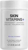 Codeage Skin Vitamins+ Supplement – Ceramosides Dermaval Hyaluronic Acid Coffeeberry Vitamin C – Skin Elasticity Wrinkle &amp Moisture Support – Liposomal Delivery – Non-GMO 30 Capsules