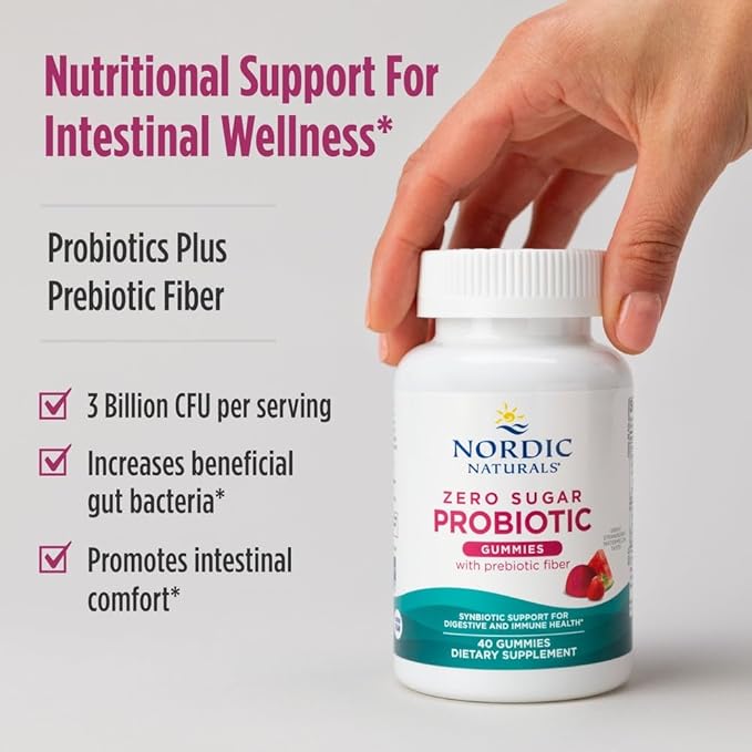 Nordic Naturals Vegan Probiotic Gummies Bundle - Zero Sugar Kids Probiotic Gummies - Strawberry Watermelon Flavor - 30 Gummies Zero Sugar Probiotic Gummies - Strawberry Watermelon Flavor - 40 Gummies