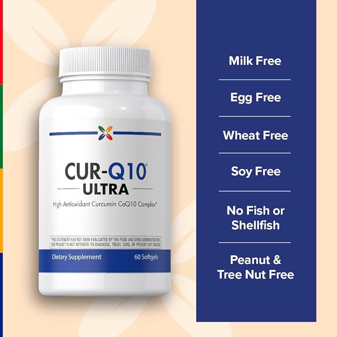 Stop Aging Now - Curcumin CoQ10 Complex - with Turmeric Root Extract - Antioxidant &amp Cardiovascular Support - 60 Softgels
