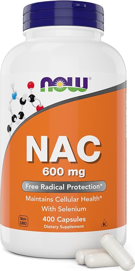 Now NAC 600 mg 400 Capsules N-Acetyl Cysteine with Selenium
