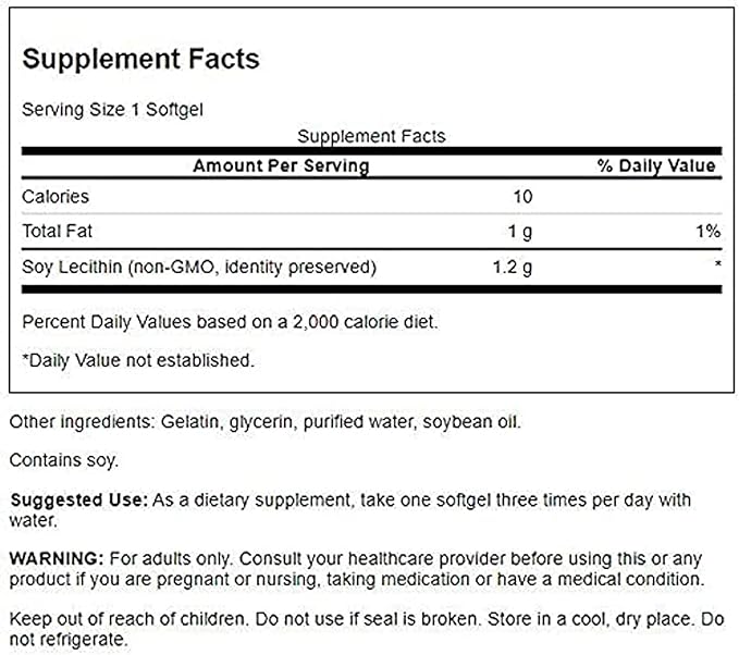 Swanson Premium Brand Soy Lecithin Non-GMO 1.2 g 180 Sgels 2 Pack