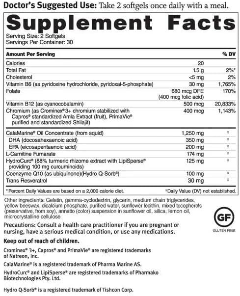 Dr. Sinatra Omega Q Plus MAX - Omega 3 (DHA/EPA) CoQ10 Resveratrol Turmeric - Advanced Heart Health and Healthy Aging Support - 60 Softgels (30-Day Supply)