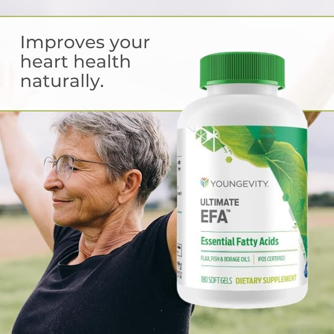 Youngevity Ultimate EFA - Organic Source of Essential Fatty Acids | Omega 3 6 &amp 9 | Made from Borage Flax &amp Fish Oil | 180 Count (Pack of 4)