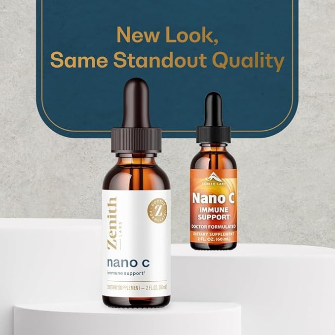 Zenith Labs Liquid Vitamin C Drops for Adults - Nano C Natural Immune Support Supplement Vitamin C Liquid Supplement for Stronger Immunity - Nanotechnology Micro C Particles for Fast Absorption