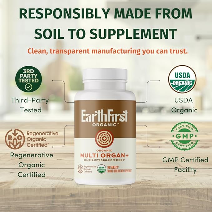 Multi Organ+ – Regenerative Organic Certified Grass-Fed Liver Supplement – Natural Source of Iron Vitamin A &amp B12 – Supports Energy Detox &amp Metabolic Health – 90 Capsules