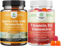 Bundle of Pure Quercetin with Bromelain Supplement + 500mg Capsules for Immune Support &amp Breathing and Vitamin D3 Gummies for Daily Wellness with 2000IU per Serving for Bone &amp Muscle Support