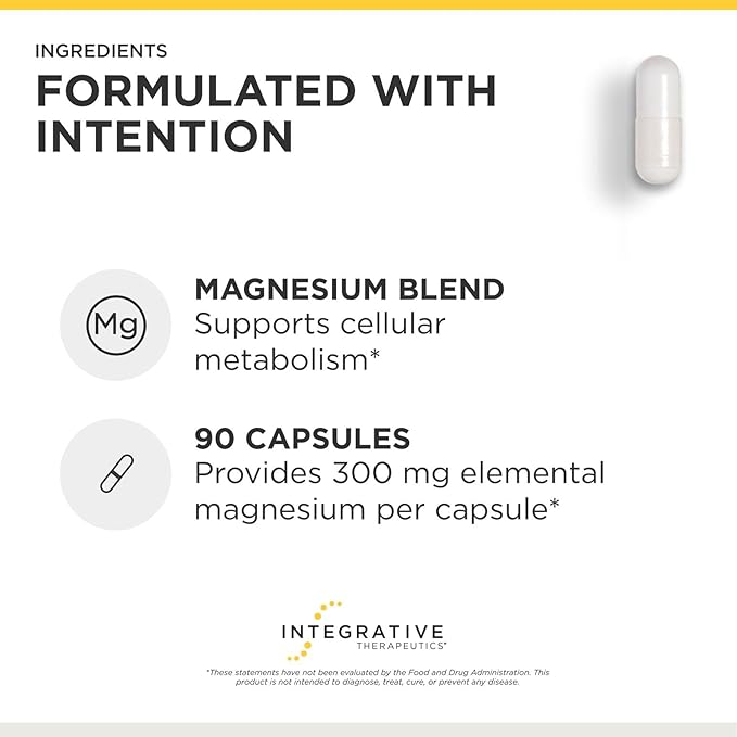 Integrative Therapeutics Tri-Magnesium - Supports Cellular Energy &amp Energy Metabolism* - Magnesium Supplement for Heart &amp Nerve Health Support* - Third-Party Tested - 180 Capsules (180 Serving