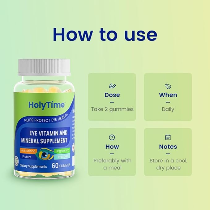 HolyTime Lutein Gummies – Dietary Supplement for Eye Health Support – with Lutein &amp Zeaxanthin – Plant-Based Daily Formula with Zinc Vitamin C &amp E – Natural Berry Flavor – Vegan Friendly (3)