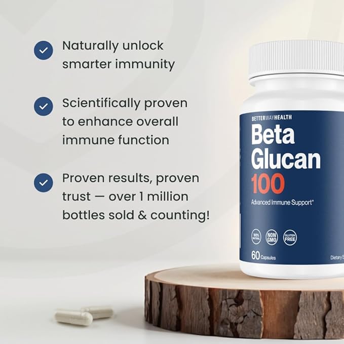 Better Way Health™ - Advanced Immune Readiness - Highly Purified 13/16 Beta Glucan 100 - Clinically Tested Immune Defense - 100mg/60 Capsules