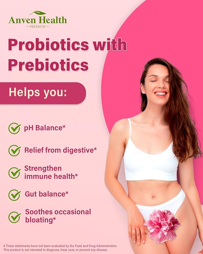 Probiotics and Prebiotics for Women pH Balance &amp Digestive Health - 60 Billion Vaginal Probiotic with Cranberry &amp D-Mannose for Gut Urinary Immune Health Vegan &amp Non-GMO | 270 Capsules