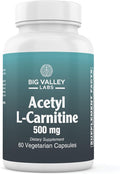 Acetyl-L-Carnitine 500 mg – Highly Bioavailable ALCAR for Cellular Energy &amp Wellness – Vegan Non-GMO Gluten-Free – 60 Veg Capsules