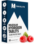 HydroLite Molecular Hydrogen Tablets for Drinking Water | Highest Concentration H2 12000 PPB | Energy Booster Enhance Performance &amp Recovery | Made in USA 30 Tablets (Raspberry)
