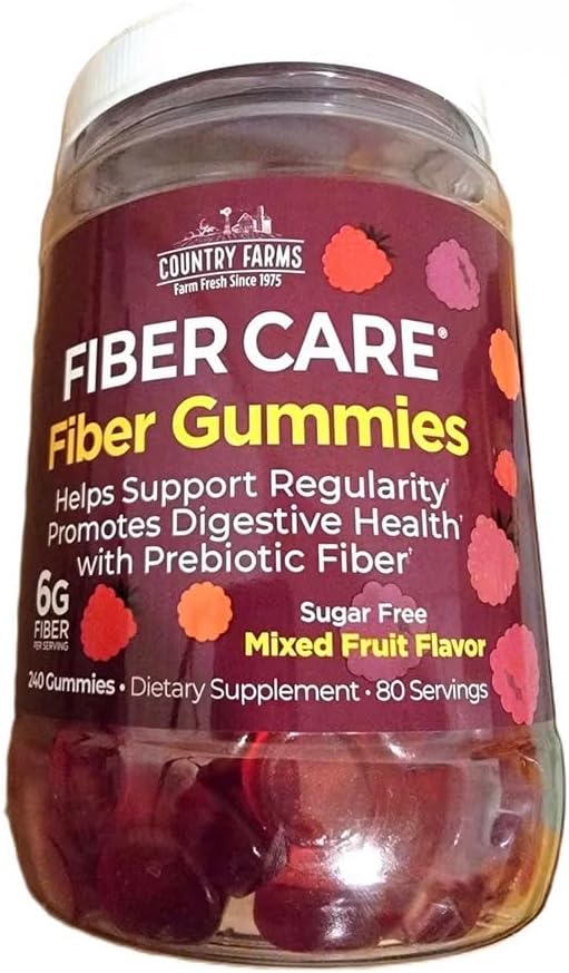 Country-Farm Fiber Care Gummies | Help Supports Regularity | Promote Digestive Health | with Prebiotic | Mixed Fruit Flavor | 6g per Fiber | (240 Gummies) | 80 Days Supplies - Goofy Turtle