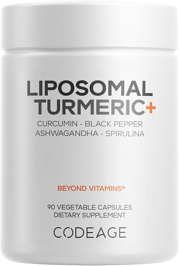 Codeage Organic Turmeric Supplement - 95% Curcumin Extract Pills - Liposomal Fermented Botanical Blend Black Pepper Ashwagandha Ginger Stephania Boswelia Cumin Digestive Bitters - 90 Capsules