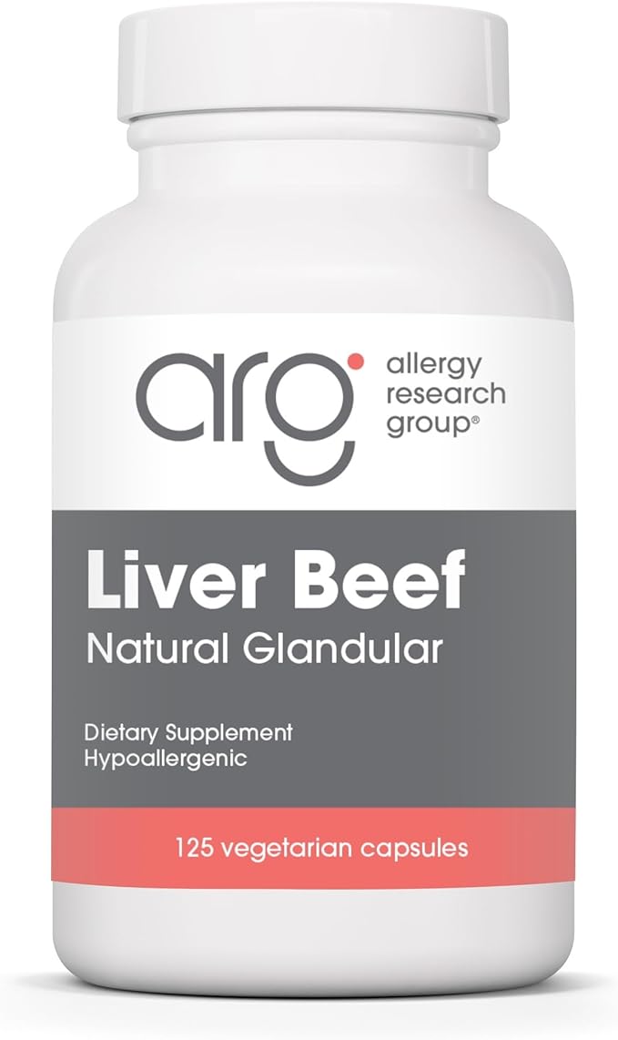 Allergy Research Group Beef Liver Supplement - Liver Function Support Grass-fed Beef Capsules 1000mg Glandular Vitamins - 125 Count
