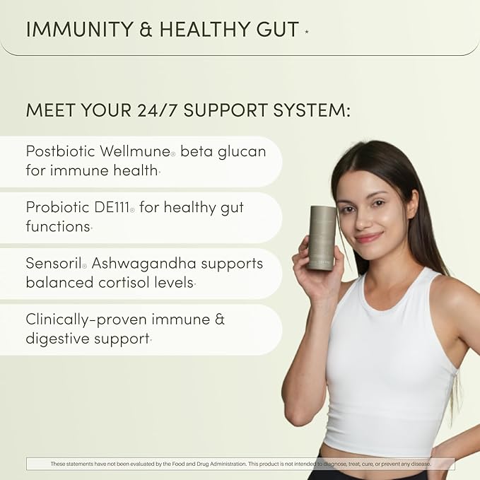 Ready To Defend Immune &amp Gut Support – Spore Probiotic DE111® Beta Glucan Ashwagandha – Supports Immunity Gut Health Stress &amp Bloating Relief Supplement – 60 Capsules