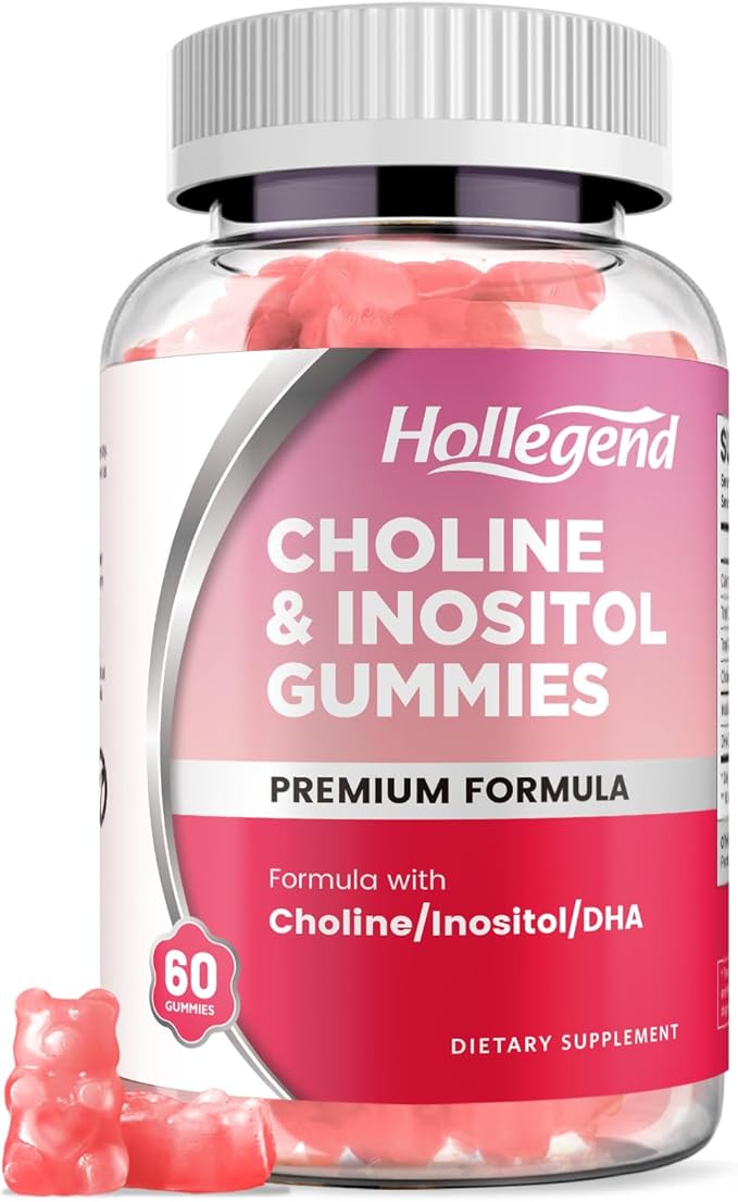 Prenatal Choline Inositol Gummies Chewable Choline Supplement with DHA Prenatal Vitamin for Women &amp Kids Support Nervous System Immune &amp Brain Health Vegan Strawberry Flavor Sugar Free