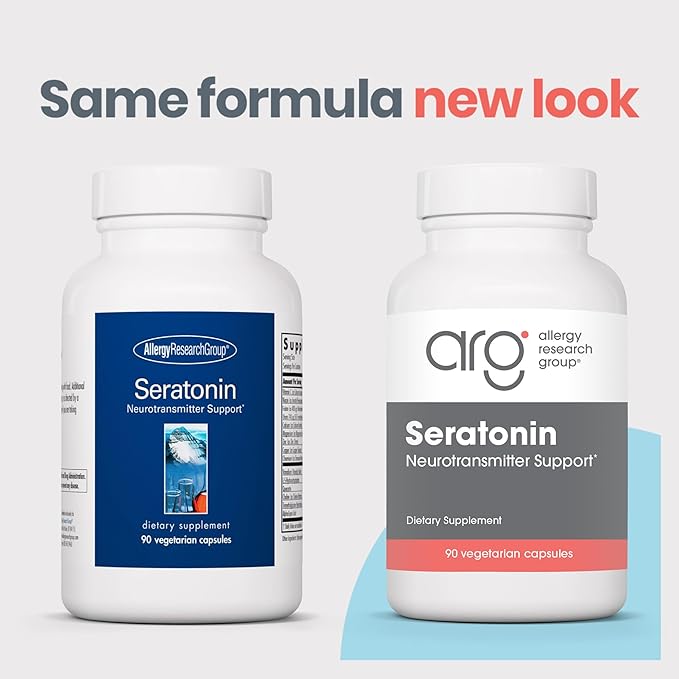 Allergy Research Group Seratonin - Neurotransmitter Support - Vitamin C Niacin Folate &amp More - Supports Serotonin Pathways a Positive Outlook &amp Restfuness - 30 Servings - 90 Capsules
