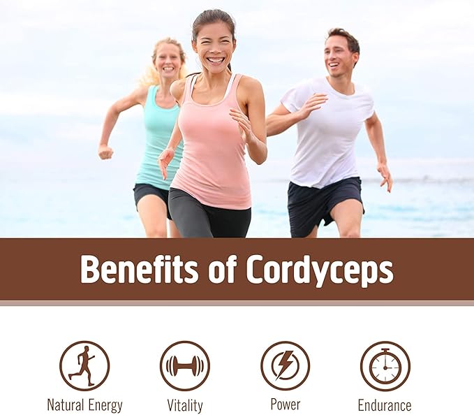 OM MUSHROOM SUPERFOOD Cordyceps Mushroom Capsules Superfood Supplement 90 Count 30 Days Organic Energy Supplement for Stamina and Endurance