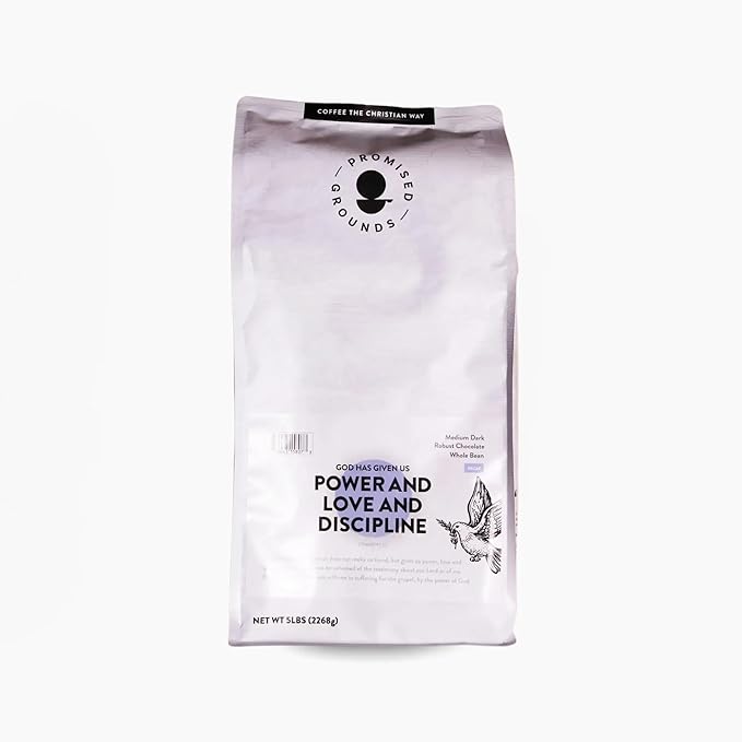 2 Timothy 1:7 Ground Decaf Coffee Medium Dark Roast (5lb Bulk Bag) – Bold Smooth Flavor Naturally Decaffeinated – Ethically &amp Organically Grown Resealable for Freshness Faith-Inspired Suppor