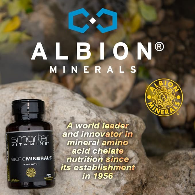 (3 Bottles) 15mg Zinc Glycinate from Albion® 6 Essential Trace Bisglycinate Minerals Manganese Boron Chromium Selenium Molybdenum Supplement 90 Plant-Based Vegan Capsules