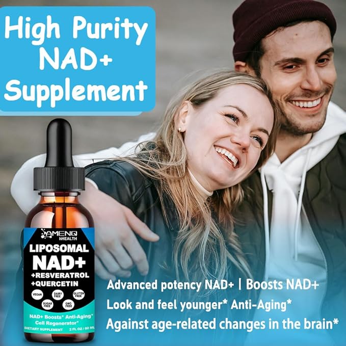 NAD Supplement Liposomal NAD Nicotinamide Riboside Resveratrol 900mg Quercetion TMG Vitamin B3 High Potency NAD Plus Liquid Supplement for Cell Regenerator Longevity Energy Anti-Aging Focus