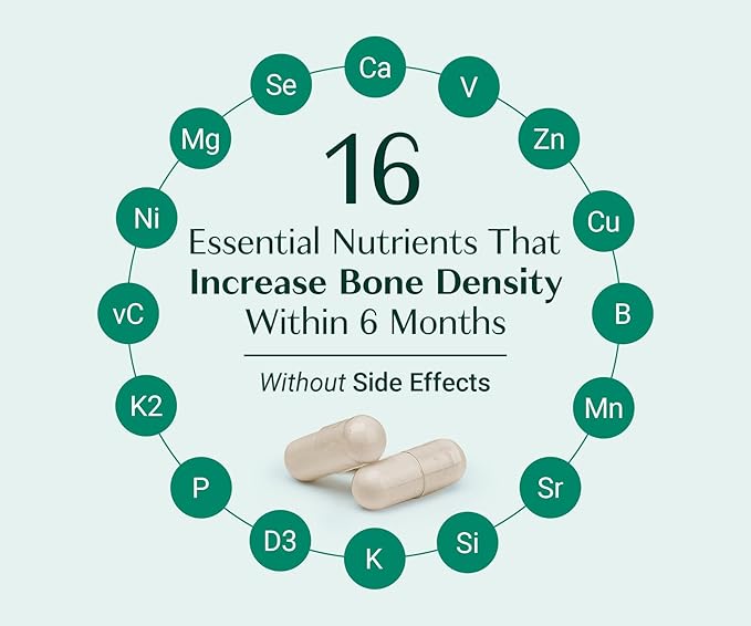 ALGAECAL Bone Builder Pack - Plant Based Calcium Supplement &amp Strontium - Organic Calcium 750mg with Vitamin D3 1600 IU Vitamin K2 Magnesium 16 Nutrients for Bone Health &amp Density (1-Month