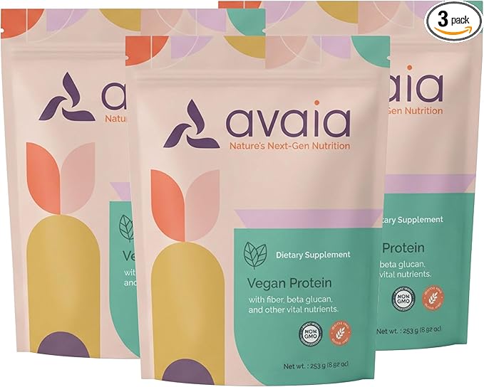 Avaia Precision-Fermented Vegan Nutritional Supplement Powder with Protein Fiber Beta-Glucan Complete Amino Acids Dairy-Free Soy-Free Gluten-Free 30 Servings
